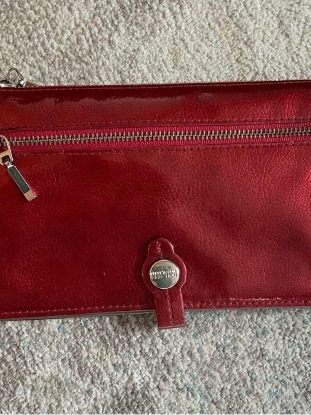 Kenneth Cole Reaction Red Clutch with Silver Hardware